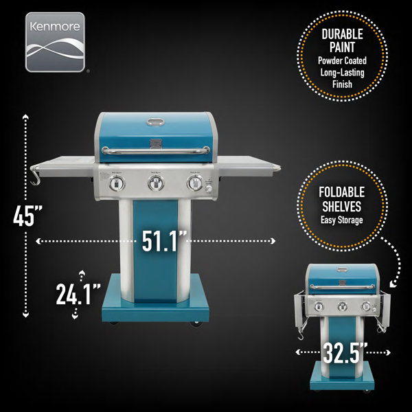 Kenmore 3 burner outlet pedestal grill